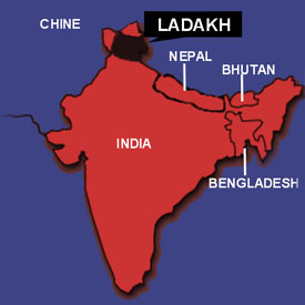carte de la situation du Ladakh dans l'Inde