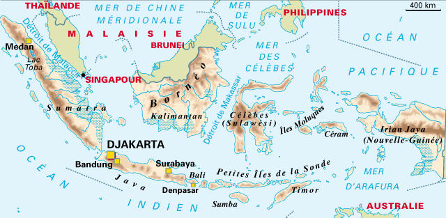 carte de Java en Indonésie