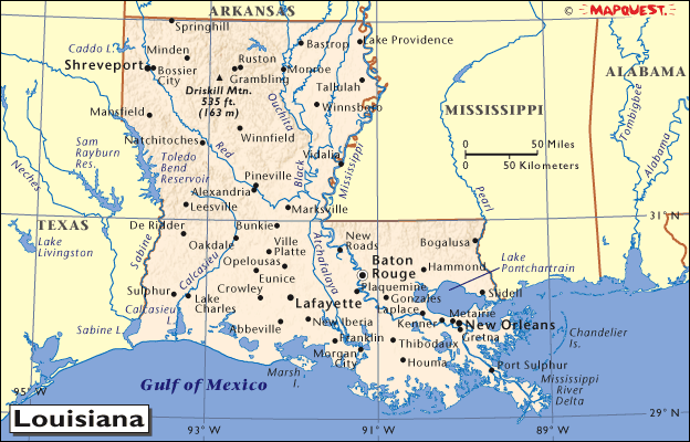 carte de la Louisiane