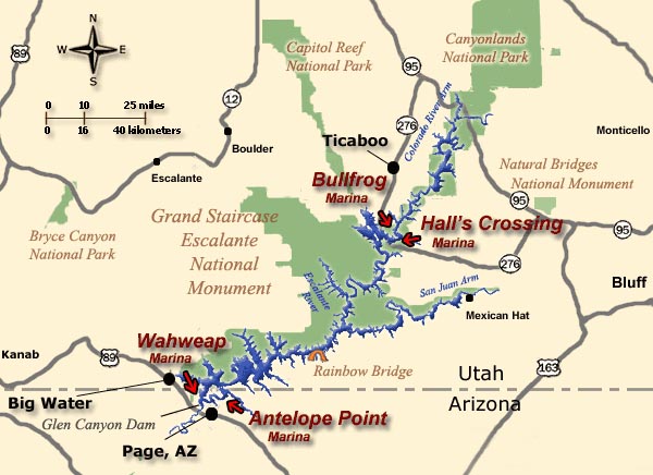 lake powell slot canyons map